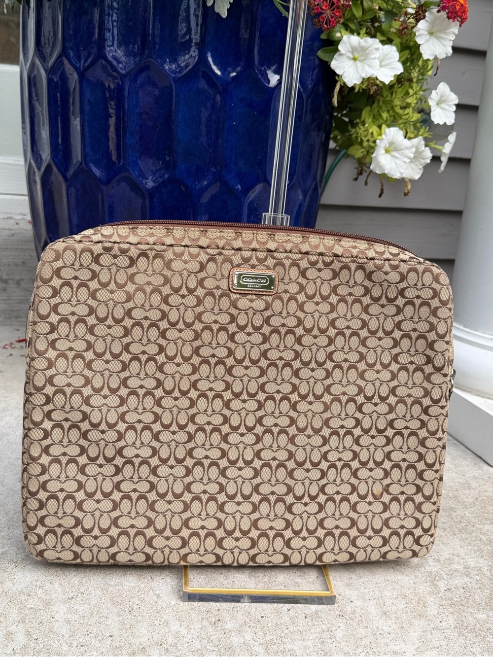 Coach Brown Signature Canvas Laptop Sleeve